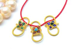  Fancy S-Clasp Lock Studded With Hydro Stones. Beautiful S- Clasp in 18k Solid Gold. Sold By 1pcs