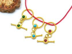 Gorgeous 18k Solid Yellow Toggle Clasp Lock Studded With Hydro Stones. Amazingly handcrafted Toggle Clasp in 18k Solid Gold, Sold By 1pcs