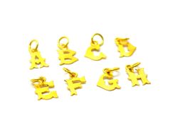 Beautiful 18k Solid Yellow Gold Alphabet Pendants in Fine Shiny Finish. Handmade 18k Gold Beads Perfect For Mala Necklace, SGTAN-1079, Sold By 1 pcs