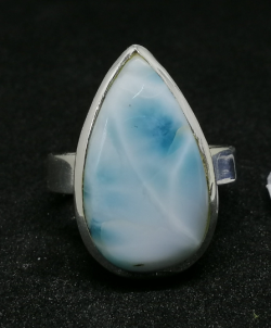  Natural Larimar ,Larimar Sterling, Silver Ring, Ring Sterling Silver,Bohemian, Silver Jewellery,Handmade