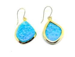  Handmade 925 sterling silver Earring Studded With Larimar Stone 