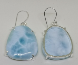  Handmade Silver Larimar Earrings -  Beach Wedding