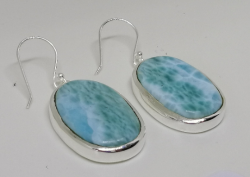 Handmade Blue Gemstone Earrings With Larimar Stone