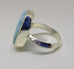 Handmade 925 Silver Ring Studded With Larimar stone