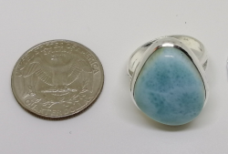 Natural Handmade Silver Larimar Ring in Blue Gemstone Ring