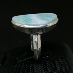 Natural 925 Sterling Silver Ring Studded With Natural Larimar Stone