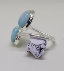 Handmade Natural  Larimar Sterling Silver Ring 