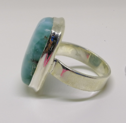 Handmade Summer Larimar Ring Jewelry With Blue Gemstone  