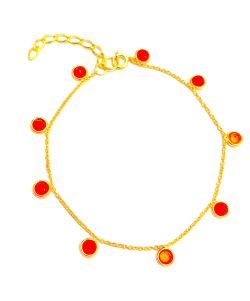 Beautiful 925 Sterling Gold Bracelet With Cornelian, 4mm - Sold By 1pcs