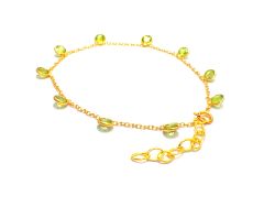 Beautiful 925 Sterling Silver Bracelet With Peridot - 17cm+3cm,  Sold By 1pcs