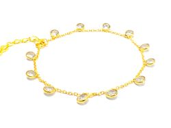 17cm+3cm 925 Sterling Gold Bracelet With Crystals - 4mm,Sold By 1pcs 