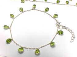 Handmade 17cm+3cm Peridot Silver Bracelet, 4mm size -  Sold By 1pcs  