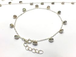 17cm+3cm Silver Bracelet With Labradorite Stone - 4mm, Sold By 1pcs