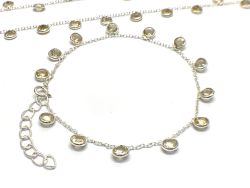 Handmade Silver Bracelet With Apatite Stone in 4mm Size -  17cm+3cm Silver Bracelet