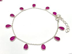 17cm+3cm Handmade 925 Sterling Silver Bracelet Studded With Pink Chalcedony - 4mm Size,Sold By 1pcs  