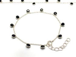 Beautiful 925 Sterling Silver Bracelet With Black Spinel in 4mm size - 17cm+3cm Silver Bracelet 