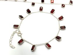  Handmade 925 Sterling Silver Bracelet Studded With Garnet - 4mm Size 