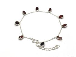 Handmade 925 Sterling Silver Bracelet With Garnet - 4mm Size  
