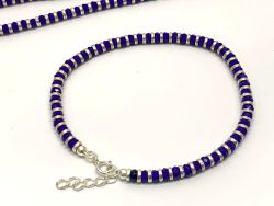 925 Sterling Silver Bracelet Studded With Sapphire Chalcedony - 17cm+3cm Silver Bracelet
