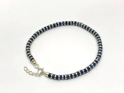 925 Sterling Silver Bracelet With Blue Chalcedony Size 17+3cm(Ext.)