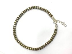925 Sterling Silver Bracelet Studded With Green Chalcedony , 17cm+3cm Silver Bracelet 