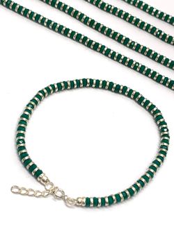 Amazing 17cm+3cm 925 Sterling Silver Bracelet in Emerald Chalcedony, Sold By 1pcs