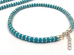 925 Sterling Silver Bracelet With Turquoise Chalcedony in 17cm+3cm  