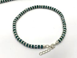 Amazing 925 Sterling Silver Bracelet With Emerald Coated - 17cm+3cm Silver Bracelet 