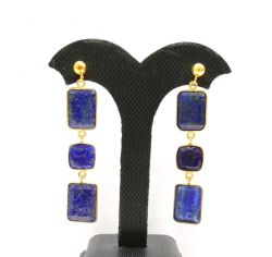 Amazing 925 Sterling Silver Earring With Malachite Stone - 6.2 Cm, Sold By 1 Pair 