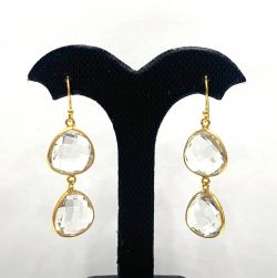 925 Sterling Silver Beautiful Earring - White Quartz(4.8Cm) 