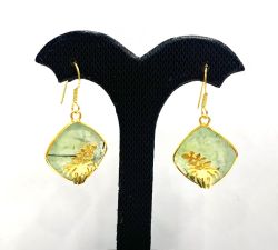 925 Sterling Silver Earring Studded With Rose Quartz in 3.8cm Size  