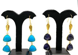 Beautiful Handmade 925 Sterling Silver Earring in Natural Labradorite With 4.2Cm Size