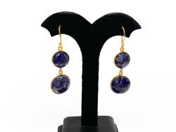 Handmade 925 Sterling Silver Earring With Emerald,Sapphire,Turquoise in 4.8Cm - Sold By 1 Pair