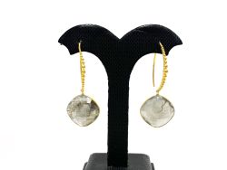 925 Sterling Silver Earring With Natural Labradorite and Tiger Eye Stone - 4.6cm Size
