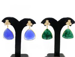  Handmade 925 Sterling Silver Earring With Natural Labradorite in 4.9cm Size