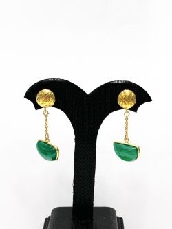 Beautiful 925 Sterling Silver Earring Studded With Labradorite and Moonstone - 4.7cm , Sold By 1 Pair  