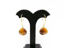 925 Sterling Silver Earring With Natural Tiger Eye, Black Spinel,Vessonite - 4.3cm 