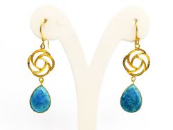 925 Sterling Silver Earring With Labradorite and Tiger Eye in 5.7cm - Sold By 1Pair  