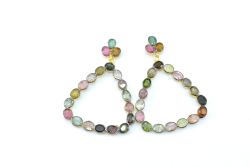  Beautiful  925 Sterling Earrings Silver - Bi Colour Tourmaline(4.9cm), Sold By 1Pair
