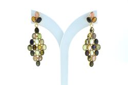   925 Sterling Silver Earring Studded With Bi Colour Tourmaline - 5.2cm Size, Sold By 1Pair 