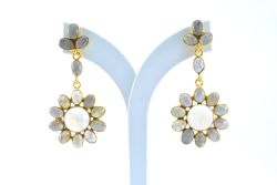 925 Beautiful Sterling Silver Earring With Bi Colour Tourmaline in 4.3cm Size
