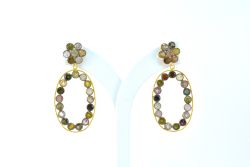 925 Sterling Earrings Silver Earring - Bi Colour Tourmaline(4.4cm) Size, Sold By 1Pair 