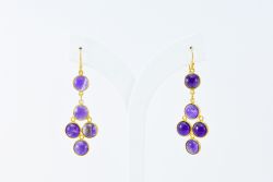  925 Sterling Silver Earring - Chandelier Earring In Natural Amethyst(5.3cm)