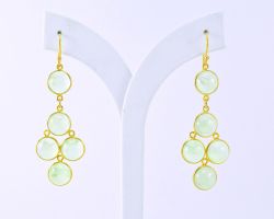 Amazing 925 Sterling Silver Earring With Green Chalcedony in 6.2Cm Size 