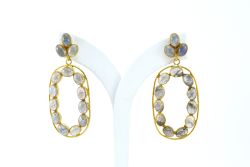 925 Sterling Silver Earring With Natural Labradorite in 5.1Cm, Sold By 1Pair   